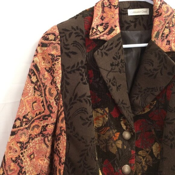 Coldwater Creek Tapestry Blazer 3 Button Closure Lined Fall Colors Size 14 - Picture 4 of 4